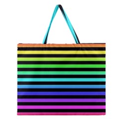 Stripes Rainbow Zipper Large Tote Bag by ArtistRoseanneJones