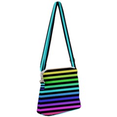 Stripes Rainbow Zipper Messenger Bag by ArtistRoseanneJones