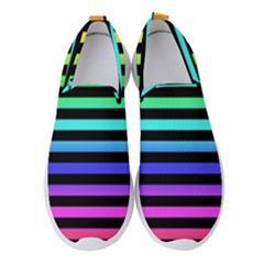 Stripes Rainbow Women s Slip On Sneakers by ArtistRoseanneJones