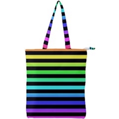 Stripes Rainbow Double Zip Up Tote Bag by ArtistRoseanneJones