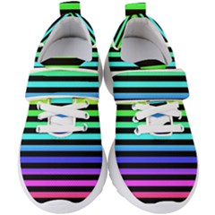 Stripes Rainbow Kids  Velcro Strap Shoes by ArtistRoseanneJones