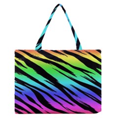 Tiger Rainbow Zipper Medium Tote Bag by ArtistRoseanneJones