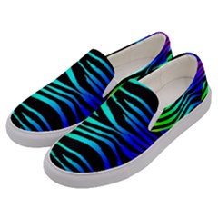 Rainbow Zebra Men s Canvas Slip Ons by ArtistRoseanneJones