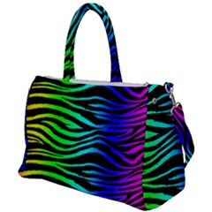 Rainbow Zebra Duffel Travel Bag by ArtistRoseanneJones