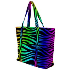 Rainbow Zebra Zip Up Canvas Bag by ArtistRoseanneJones