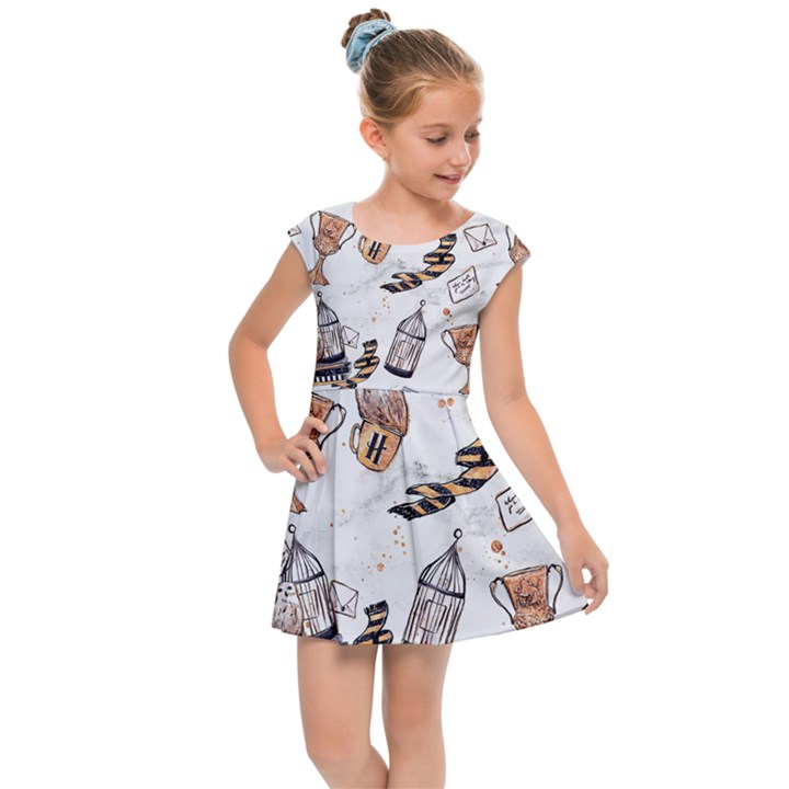 Hufflepuff Pattern Kids  Cap Sleeve Dress