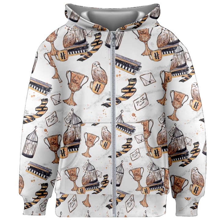 Hufflepuff Pattern Kids  Zipper Hoodie Without Drawstring