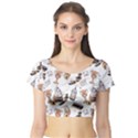 Hufflepuff Pattern Short Sleeve Crop Top View1