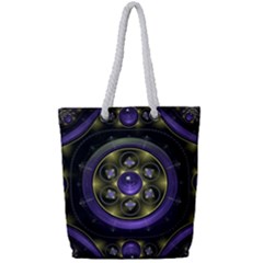 Fractal Sparkling Purple Abstract Full Print Rope Handle Tote (small) by Pakrebo