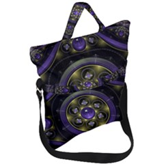 Fractal Sparkling Purple Abstract Fold Over Handle Tote Bag by Pakrebo