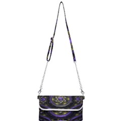 Fractal Sparkling Purple Abstract Mini Crossbody Handbag by Pakrebo