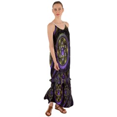 Fractal Sparkling Purple Abstract Cami Maxi Ruffle Chiffon Dress