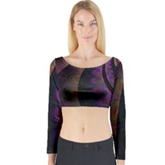 Fractal Colorful Pattern Spiral Long Sleeve Crop Top by Pakrebo