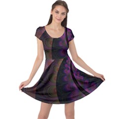 Fractal Colorful Pattern Spiral Cap Sleeve Dress