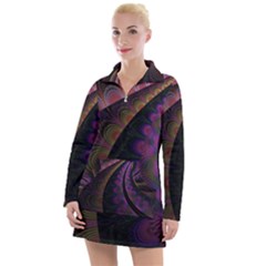 Fractal Colorful Pattern Spiral Women s Long Sleeve Casual Dress