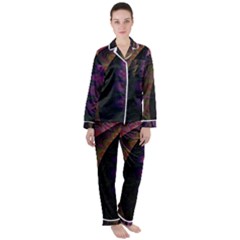 Fractal Colorful Pattern Spiral Satin Long Sleeve Pyjamas Set