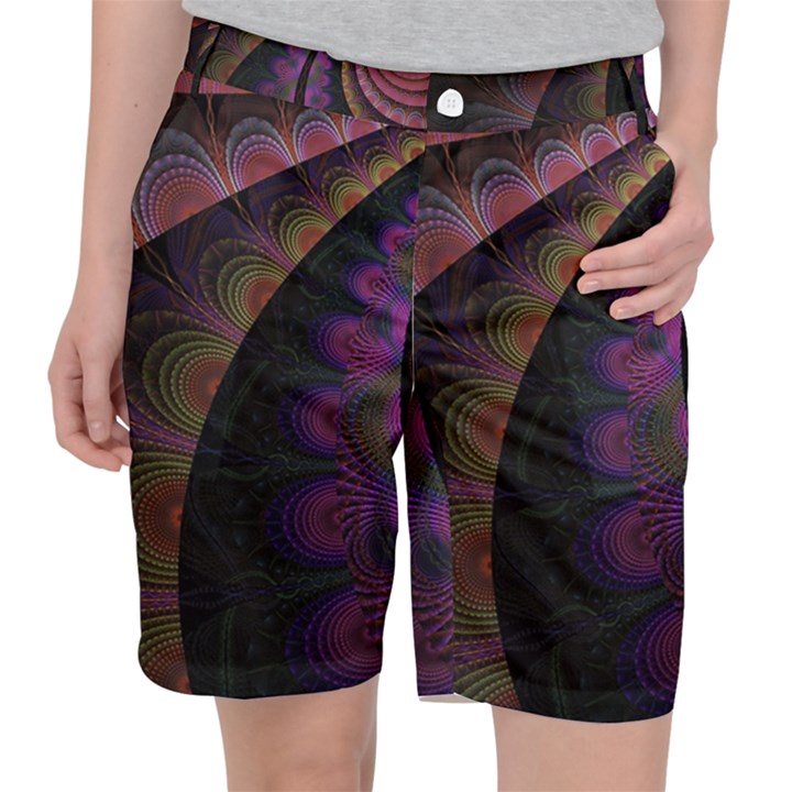 Fractal Colorful Pattern Spiral Pocket Shorts