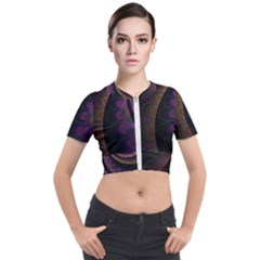 Fractal Colorful Pattern Spiral Short Sleeve Cropped Jacket