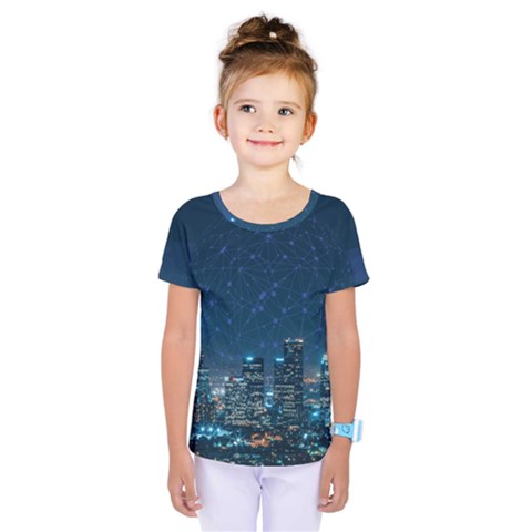 Smart City Communication Network Kids  One Piece Tee by Pakrebo