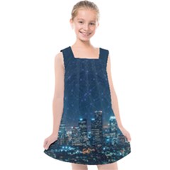 Smart City Communication Network Kids  Cross Back Dress by Pakrebo