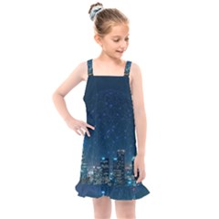 Smart City Communication Network Kids  Overall Dress by Pakrebo