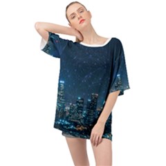 Smart City Communication Network Oversized Chiffon Top