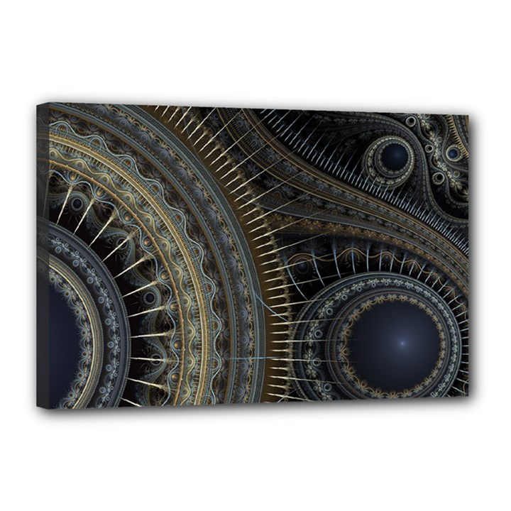 Fractal Spikes Gears Abstract Canvas 18  x 12  (Stretched)