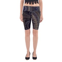 Fractal Spikes Gears Abstract Yoga Cropped Leggings by Pakrebo