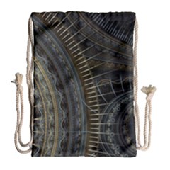 Fractal Spikes Gears Abstract Drawstring Bag (large) by Pakrebo