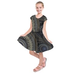 Fractal Spikes Gears Abstract Kids  Short Sleeve Dress by Pakrebo