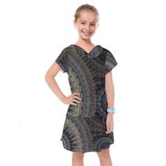 Fractal Spikes Gears Abstract Kids  Drop Waist Dress by Pakrebo