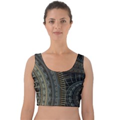 Fractal Spikes Gears Abstract Velvet Crop Top by Pakrebo