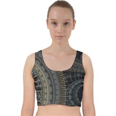 Fractal Spikes Gears Abstract Velvet Racer Back Crop Top by Pakrebo