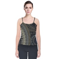 Fractal Spikes Gears Abstract Velvet Spaghetti Strap Top by Pakrebo