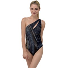 Fractal Spikes Gears Abstract To One Side Swimsuit by Pakrebo