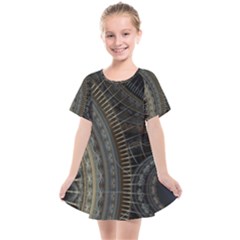 Fractal Spikes Gears Abstract Kids  Smock Dress by Pakrebo