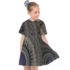 Fractal Spikes Gears Abstract Kids  Sailor Dress by Pakrebo