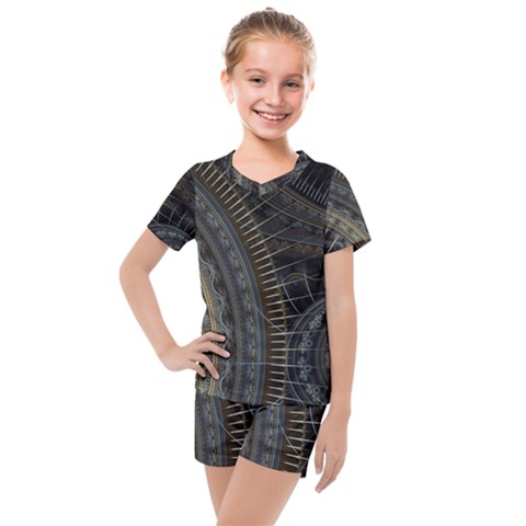 Fractal Spikes Gears Abstract Kids  Mesh Tee And Shorts Set by Pakrebo