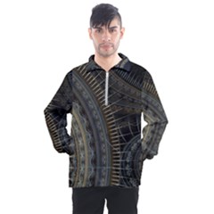 Fractal Spikes Gears Abstract Men s Half Zip Pullover by Pakrebo