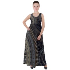 Fractal Spikes Gears Abstract Empire Waist Velour Maxi Dress by Pakrebo