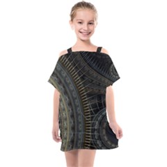 Fractal Spikes Gears Abstract Kids  One Piece Chiffon Dress by Pakrebo