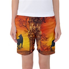 Wonderful Wolf In The Night Women s Basketball Shorts by FantasyWorld7