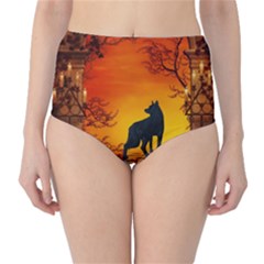 Wonderful Wolf In The Night Classic High-waist Bikini Bottoms by FantasyWorld7