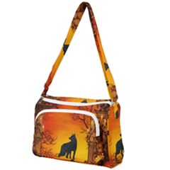 Wonderful Wolf In The Night Front Pocket Crossbody Bag by FantasyWorld7