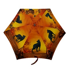 Wonderful Wolf In The Night Mini Folding Umbrellas by FantasyWorld7