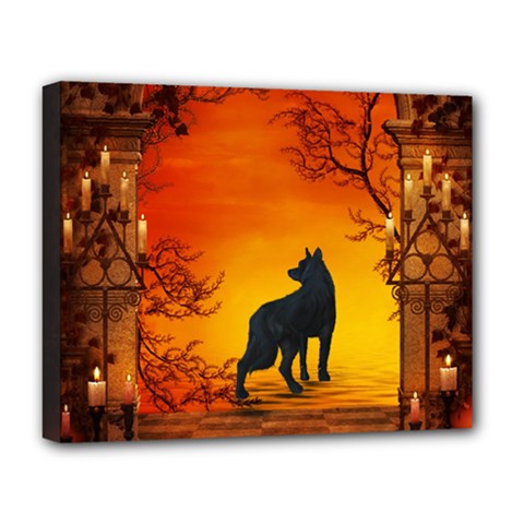 Wonderful Wolf In The Night Deluxe Canvas 20  X 16  (stretched) by FantasyWorld7