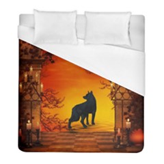 Wonderful Wolf In The Night Duvet Cover (full/ Double Size)