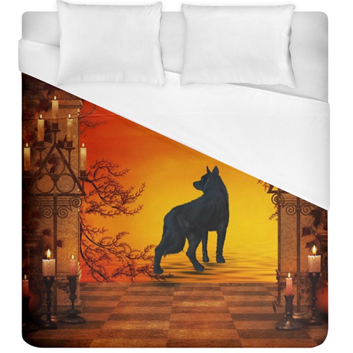 Wonderful Wolf In The Night Duvet Cover (King Size)