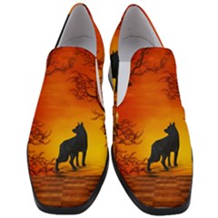 Wonderful Wolf In The Night Women Slip On Heel Loafers by FantasyWorld7