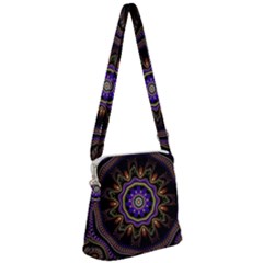 Fractal Vintage Colorful Decorative Zipper Messenger Bag by Pakrebo